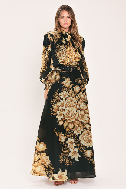 Moonlit Garden Printed Maxi Skirt