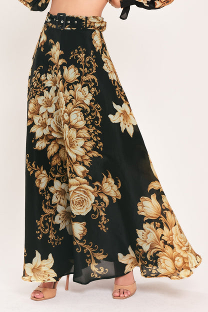 Moonlit Garden Printed Maxi Skirt