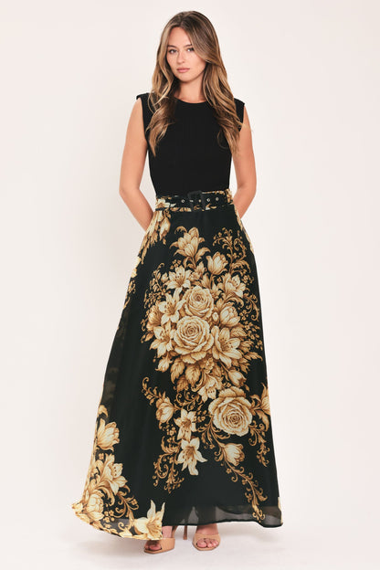 Moonlit Garden Printed Maxi Skirt