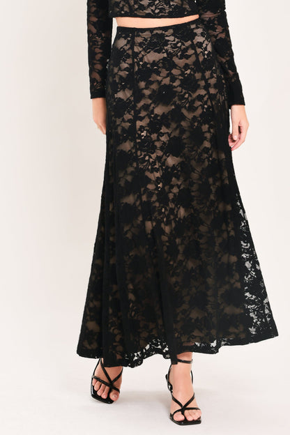 Noir Lace Moonrise Woven Lace Circle Skirt