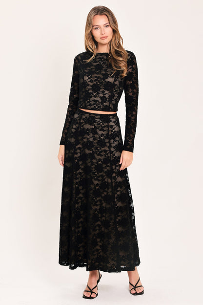 Noir Lace Moonrise Woven Lace Circle Skirt