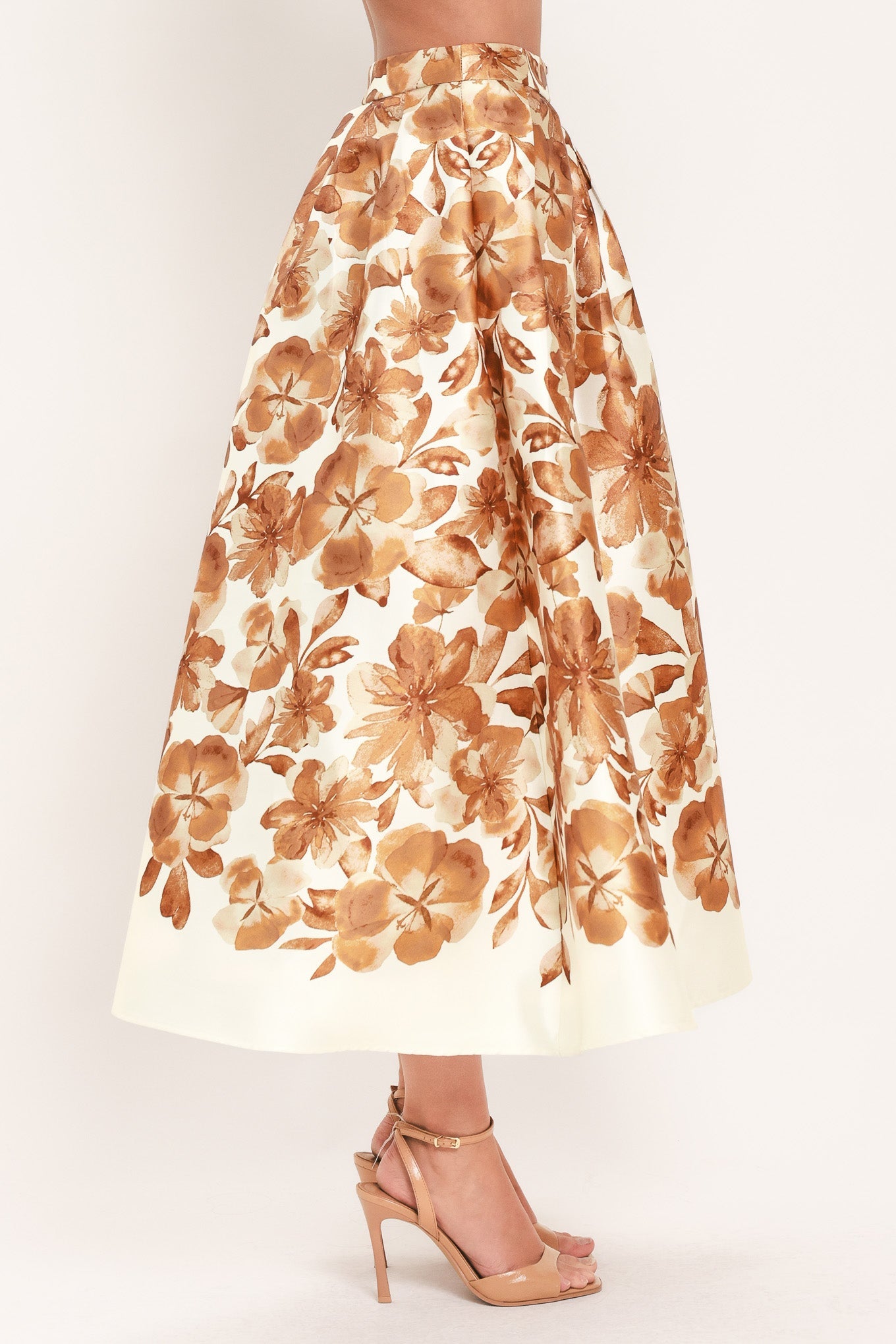 Butterscotch Garden Verse Woven Full Midi Skirt