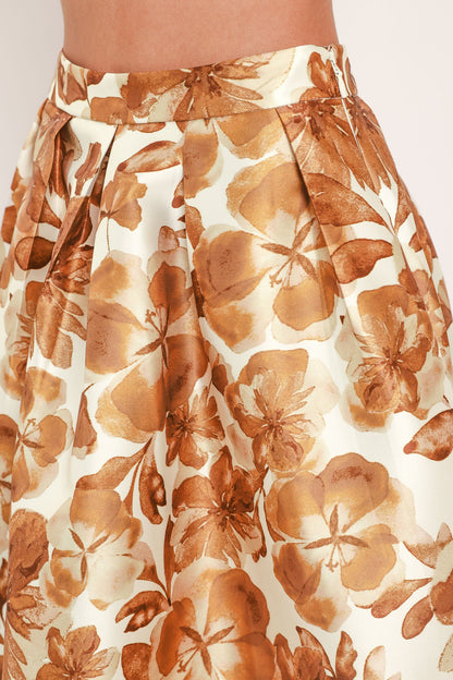 Butterscotch Garden Verse Woven Full Midi Skirt