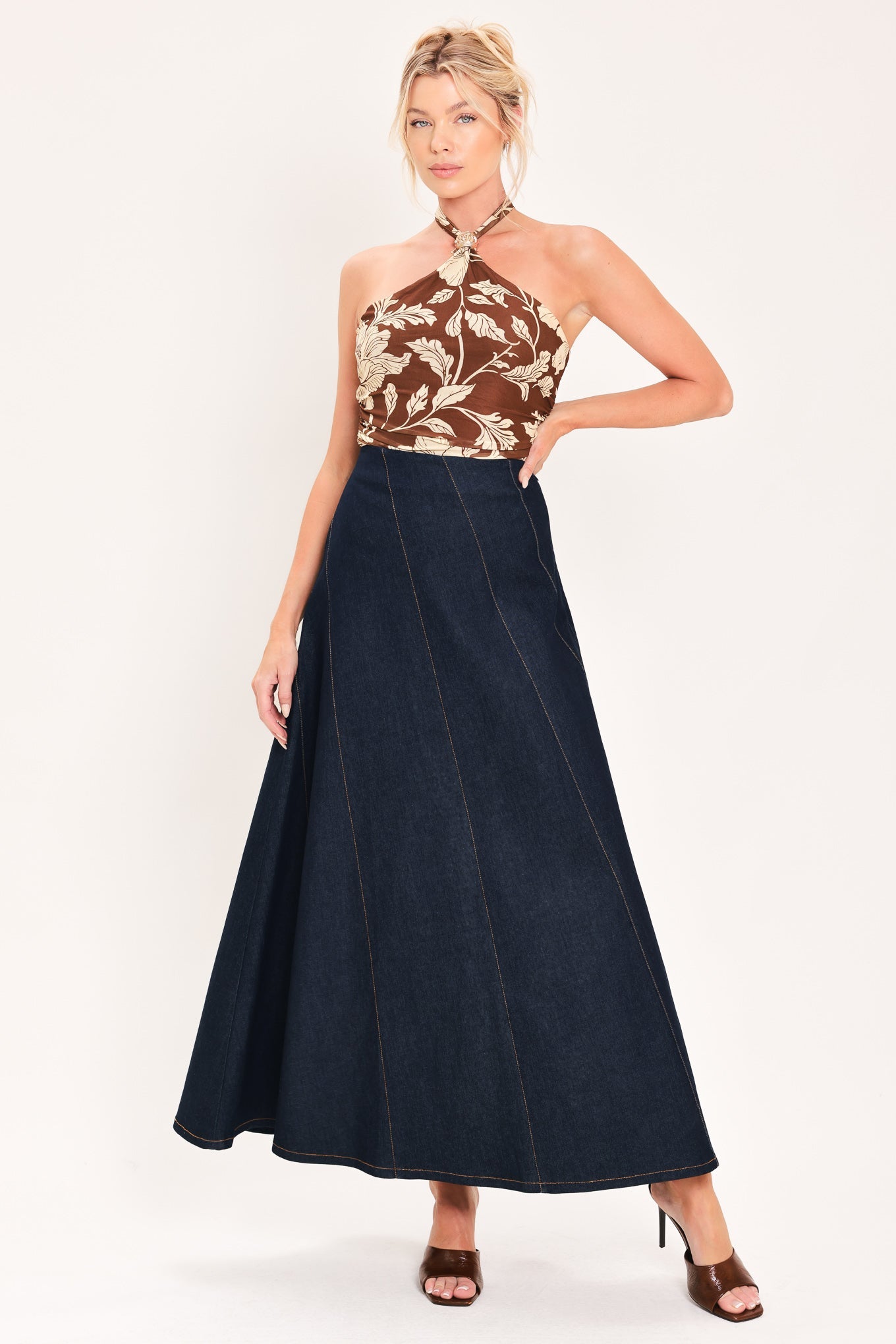 Indigo Sway Denim Ankle Skirt