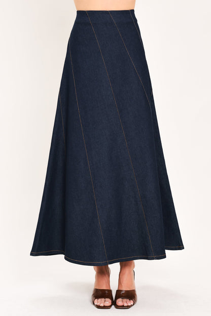 Indigo Sway Denim Ankle Skirt