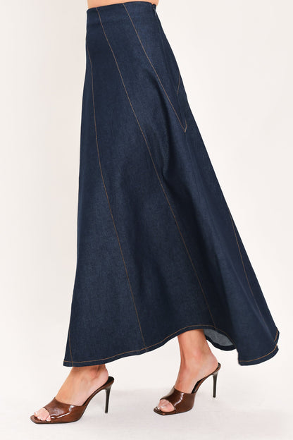 Indigo Sway Denim Ankle Skirt