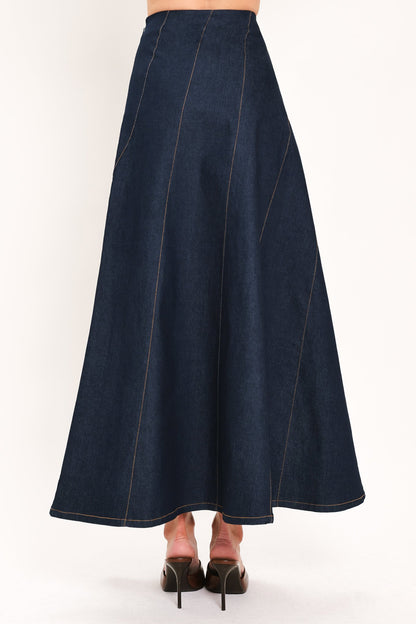 Indigo Sway Denim Ankle Skirt