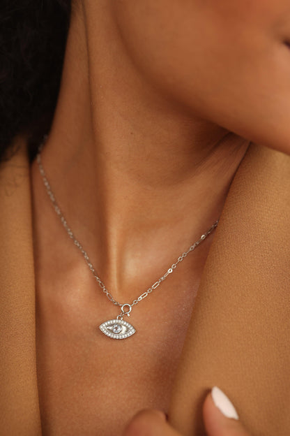 White Topaz Evil Eye Necklace