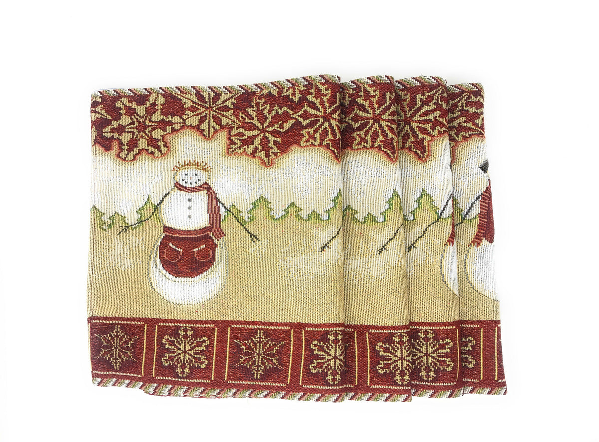 Tache Mr. & Mrs. Snowman Couple Woven Tapestry Placemat Set of 4 (10323PM)