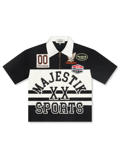 Majestik Pique Cut and Sewn Quarter Zip Polo - Black