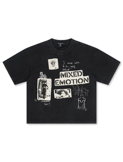 Mixed Emotion Stamped Tee - Black