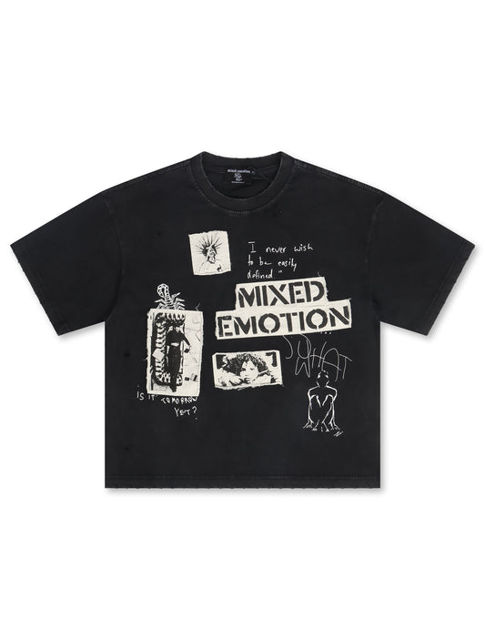 Mixed Emotion Stamped Tee - Black