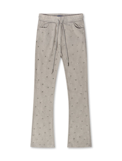 Rebel Denim Diamond Stacked Sweatpants - Grey