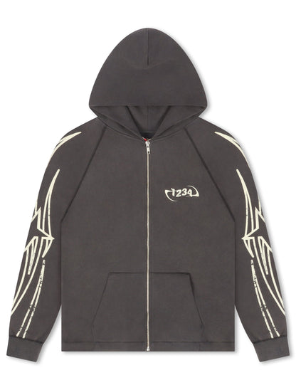BLDG4 Streak Zip-up Hoodie - Charcoal Art