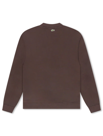 Lacoste Embroidered Shield Fleece Sweatshirt - Brown