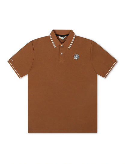 Malbon Fairway Applique Pique Polo - British Tan