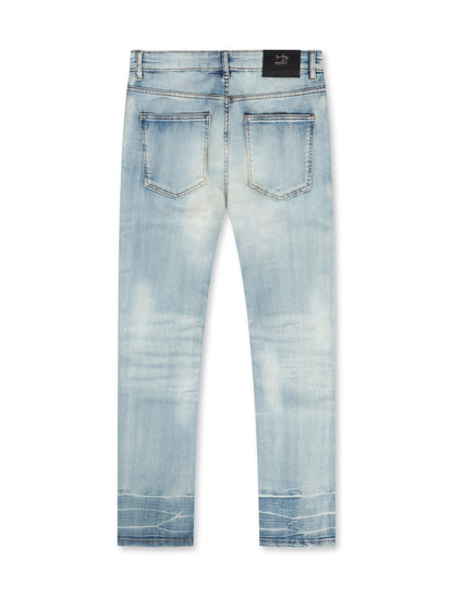Damati Distressed Slim Fit Stretch Jeans - Ice Blue