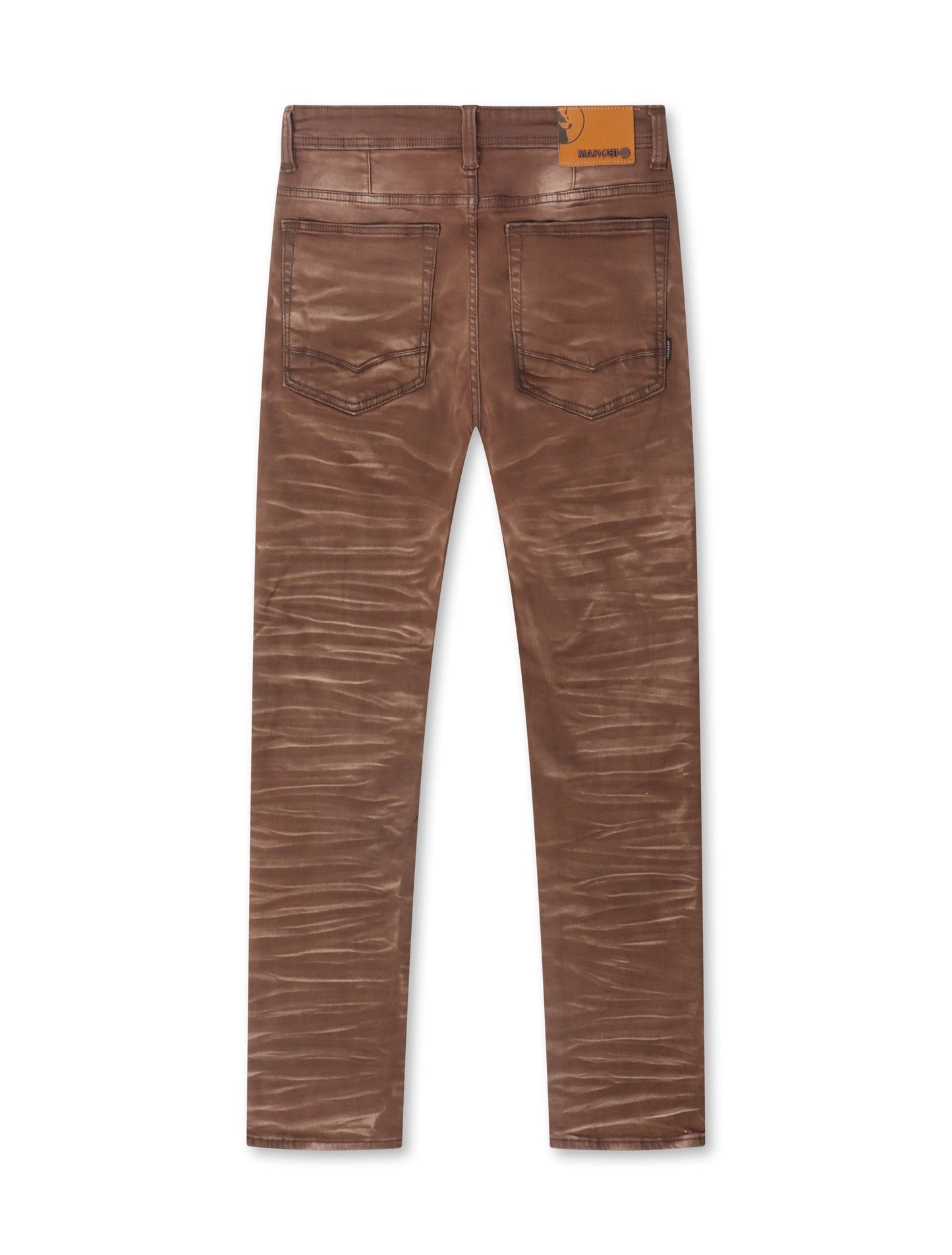 Makobi Distressed Straight Leg Jeans – Brown