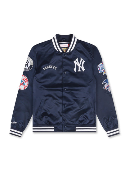 Mitchell & Ness Court Double Clutch Satin Jacket - Navy