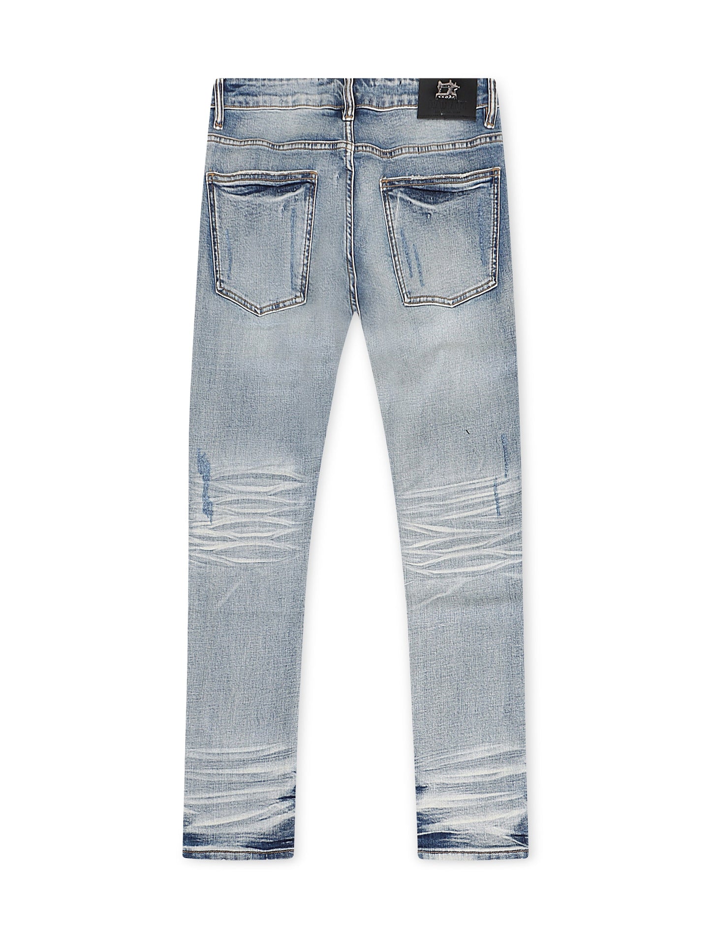 Damati Distressed Slim Fit Stretch Jeans - Light Blue