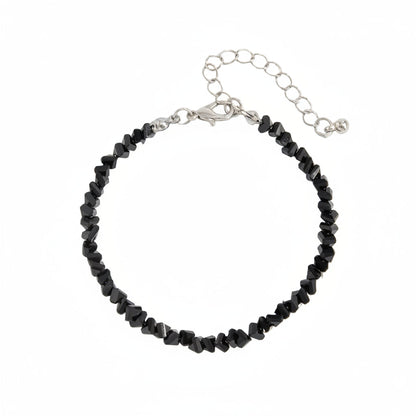 Black Resin & Silvertone Beads Chain Bracelet