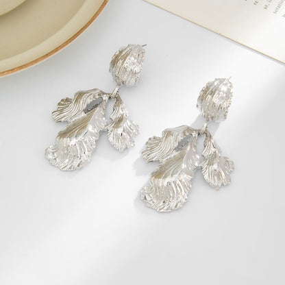 Silvertone Botanical Dangle Earrings