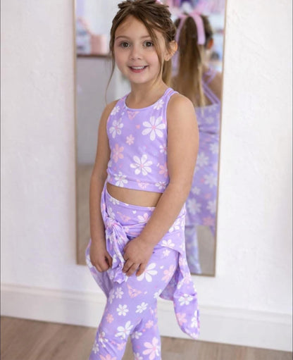 LuxeBloom Legging - Purple Daisies