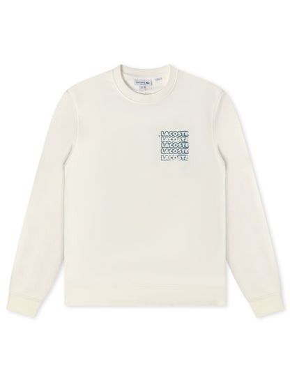 Lacoste Graphic Print Fleece Sweatshirt - Cream