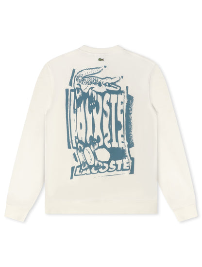 Lacoste Graphic Print Fleece Sweatshirt - Cream