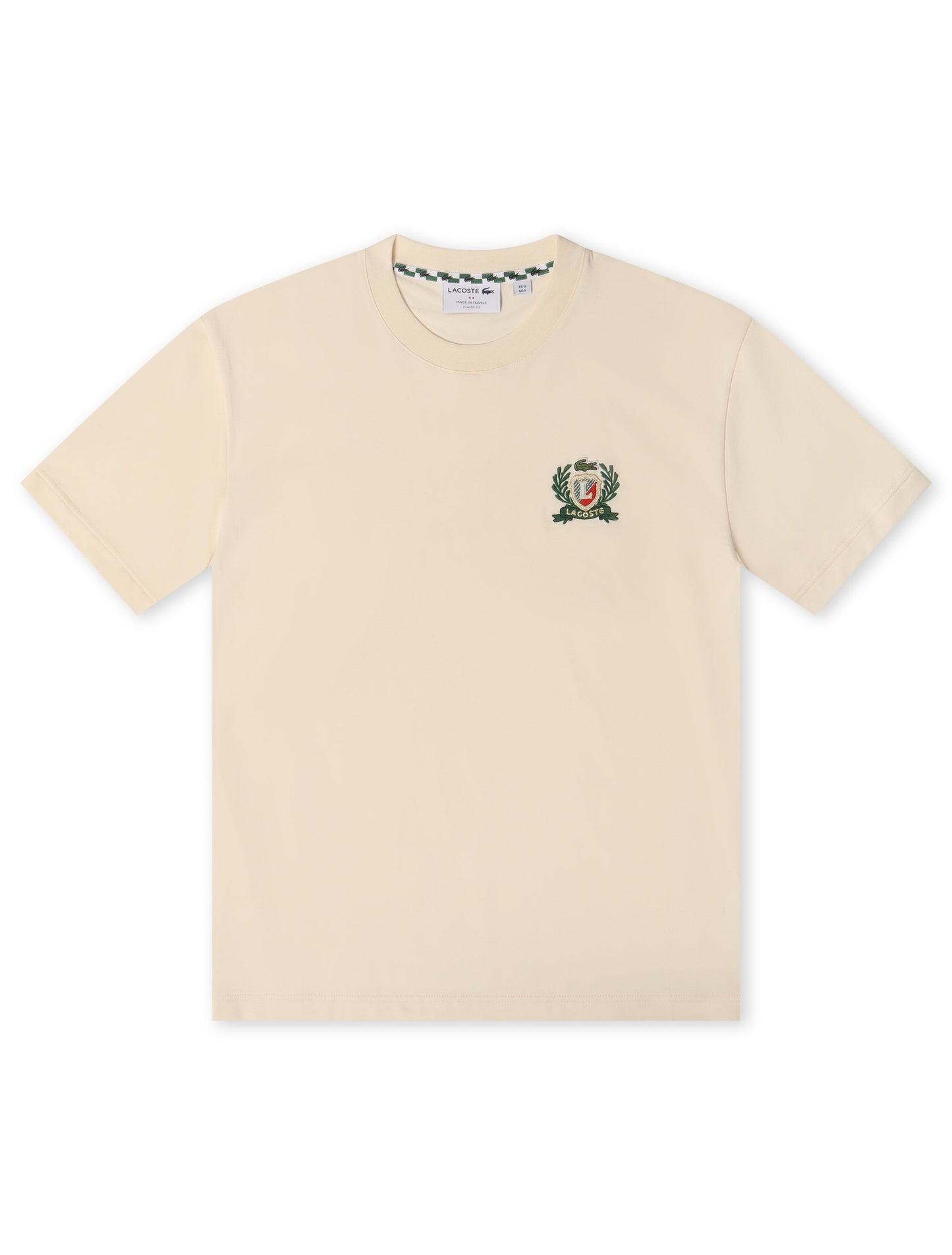 Lacoste Embroidered Badge Tee - Cream