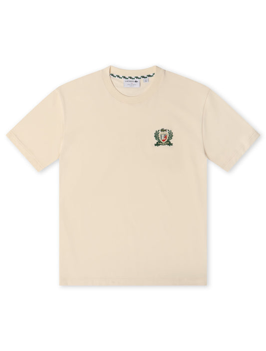 Lacoste Embroidered Badge Tee - Cream