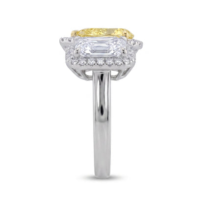 3Cttw Lab Grown Diamond (F/VVS) Toi et Moi Fashiion Halo Engagement Ring 14K Gold