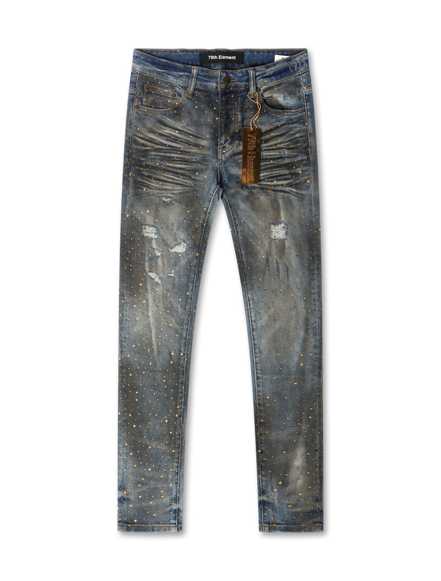 79th Element Gold Rhinestone Denim - Blue