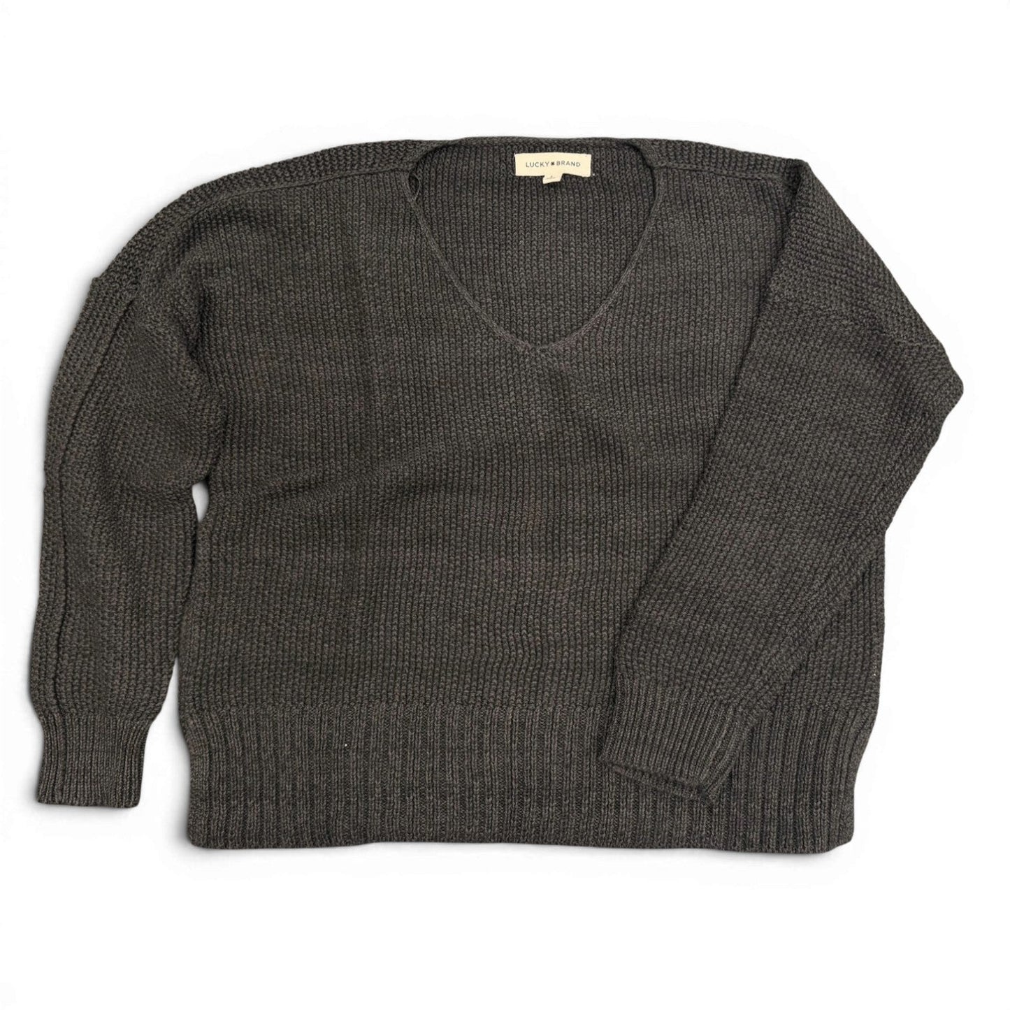 [7wp5056-001] Womens Lucky Brand Spring Weight V Neck Pullover - Black Combo
