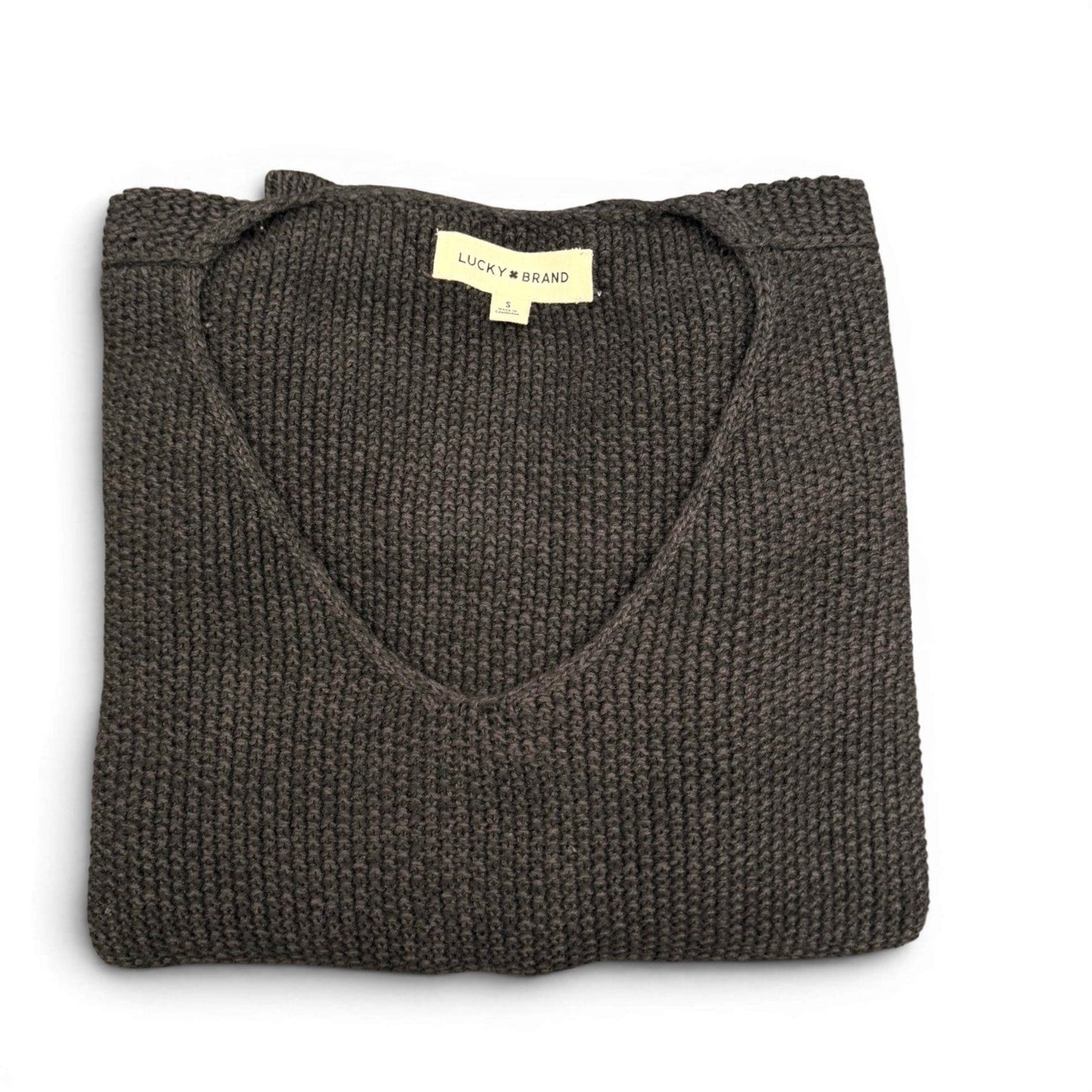 [7wp5056-001] Womens Lucky Brand Spring Weight V Neck Pullover - Black Combo