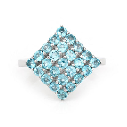 Natural Blue Paraiba Apatite Cluster Ring
