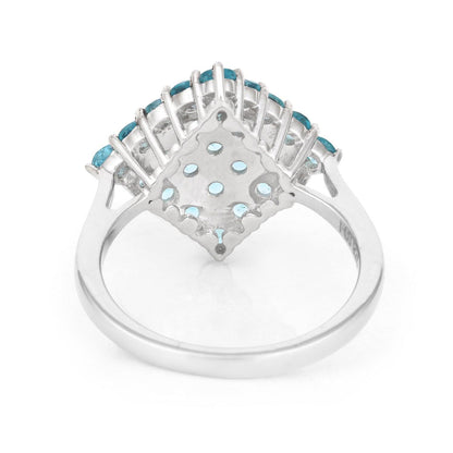 Natural Blue Paraiba Apatite Cluster Ring