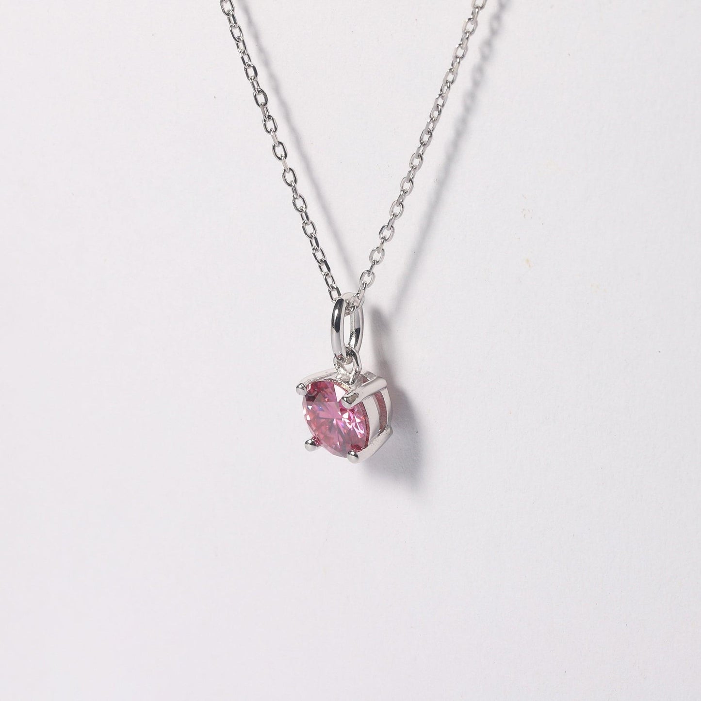 Pink Moissanite Solitiare Necklace