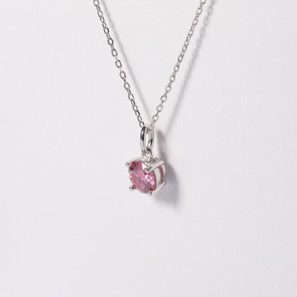 Pink Moissanite Solitiare Necklace