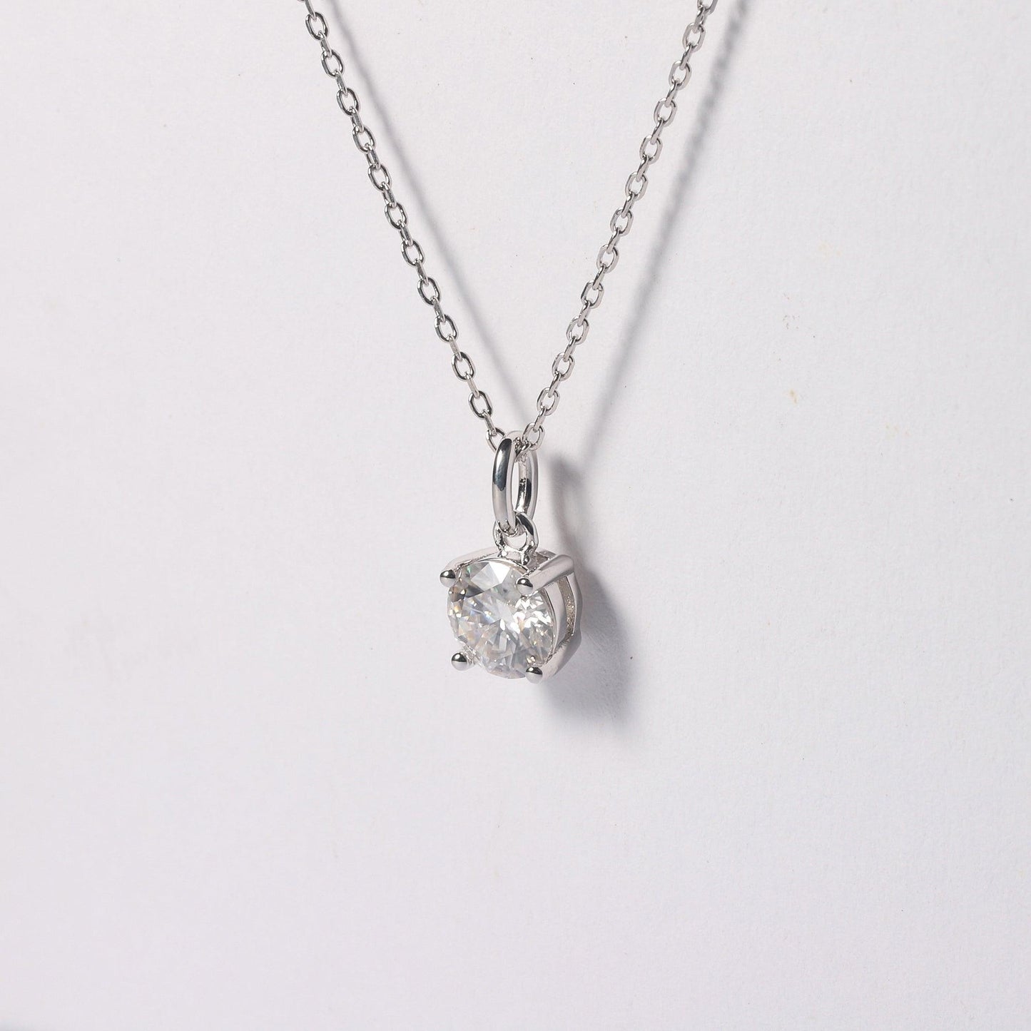 White Moissanite Solitiare Necklace