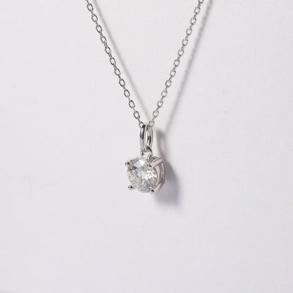 White Moissanite Solitiare Necklace