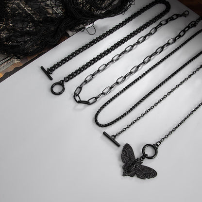 Blacktone Moth Pendant Toggle Necklace Set