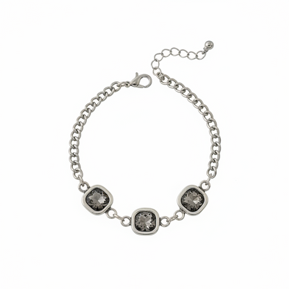 Crystal & Silvertone Square Station Chain Bracelet