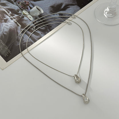 Silvertone Drop Pendant Necklace Set