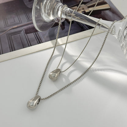 Silvertone Drop Pendant Necklace Set