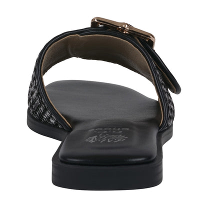 Women's Indie Black Woven Buckle Flat Sandals