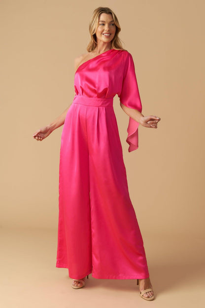 Down Memory Lane Woven Satin Jumpsuit