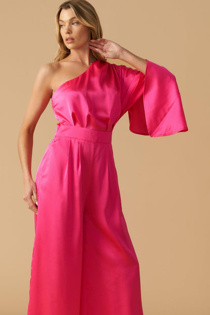 Down Memory Lane Woven Satin Jumpsuit
