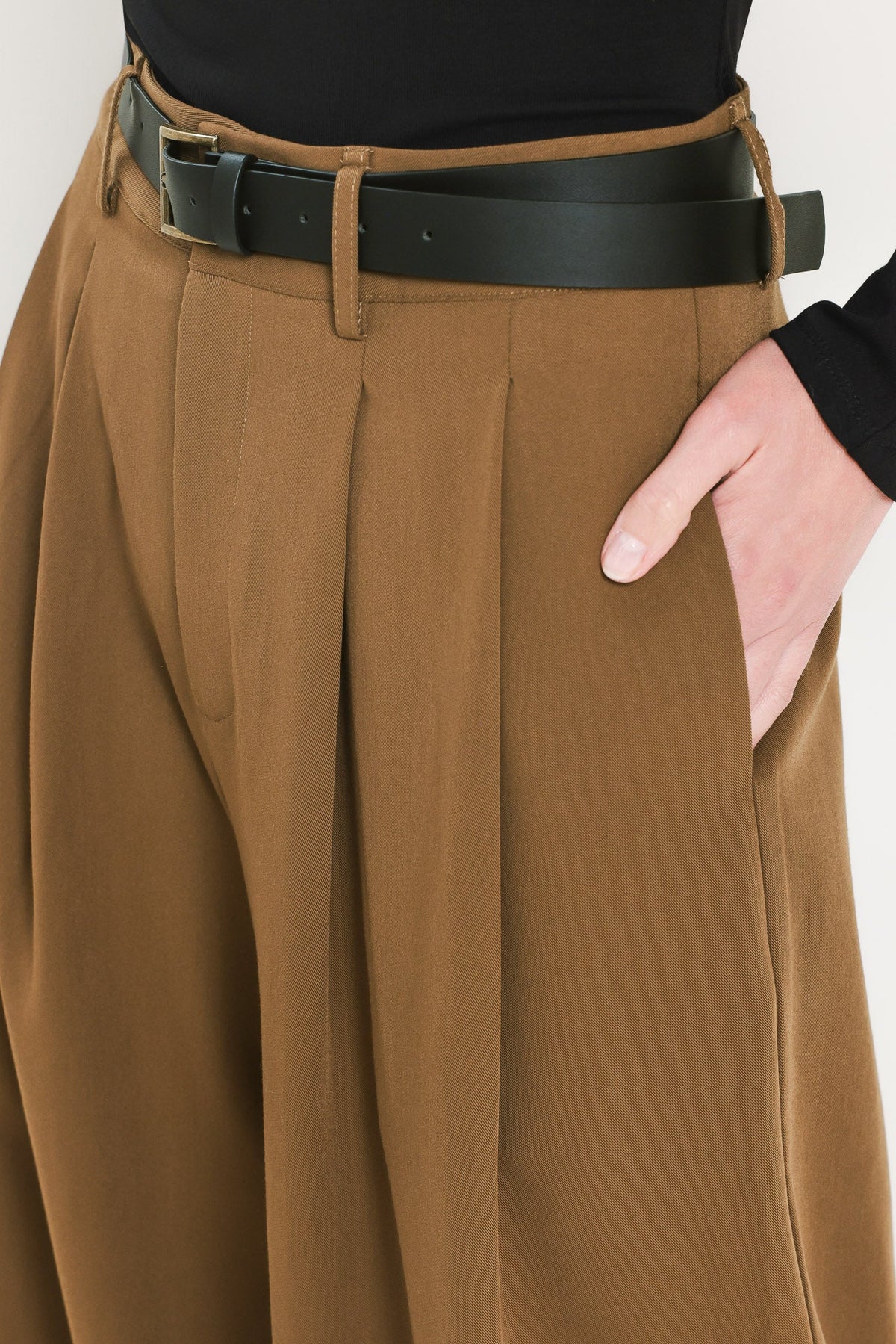 City Cinch Black/brown Belted Wide-leg Pants