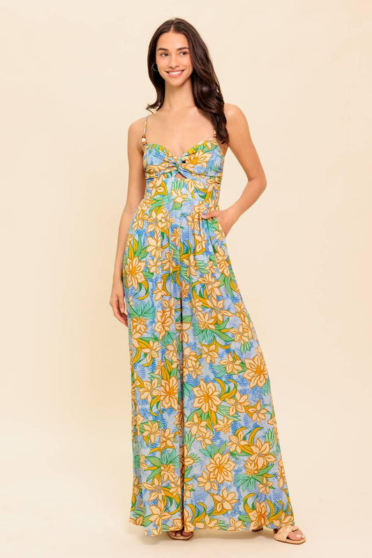 By Chance Blue Woven Jumpsuit
